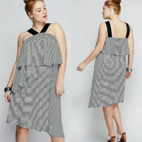 Lane Bryant Dresses & Skirts - Lane Bryant women's dress size 18/20 stripped black and white ruffle tie…